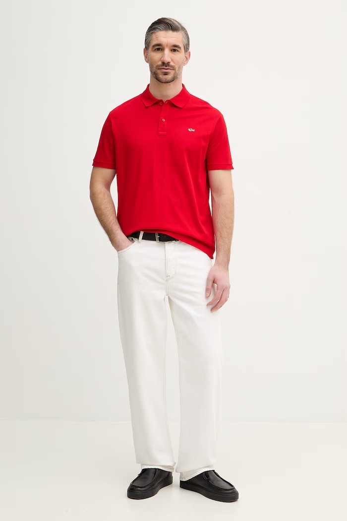 Paul&Shark polo de bumbac Knitwear 99311001 rosu SS26