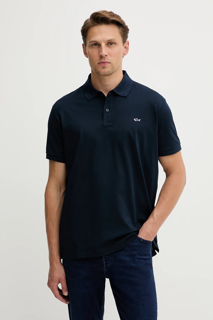 Bavlnené polo tričko Paul&Shark Knitwear jednofarebný tmavomodrá 99311001