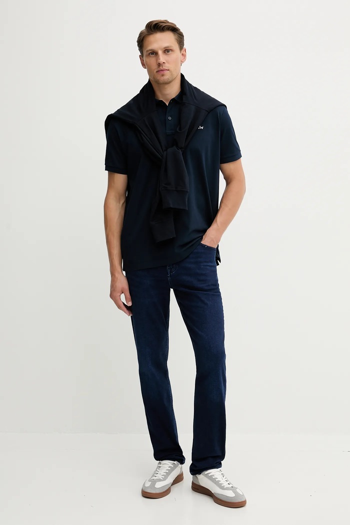 Bavlnené polo tričko Paul&Shark Knitwear 99311001 tmavomodrá SS26