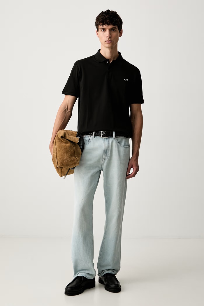 Paul&Shark polo męskie bawełniane Knitwear 99311001 czarny SS26