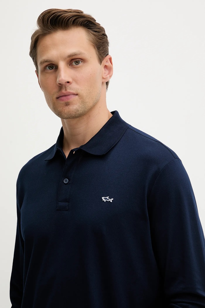 Bavlnené tričko s dlhým rukávom Paul&Shark Knitwear tmavomodrá 99311003