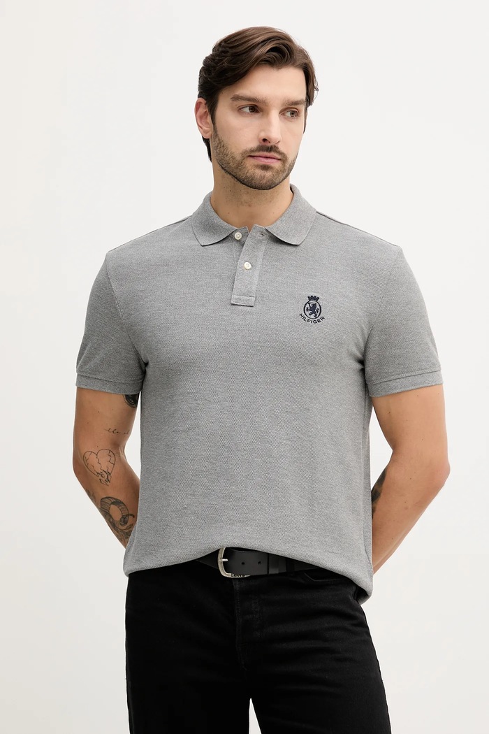 Polo tričko Tommy Hilfiger jednofarebný sivá MW0MW40820
