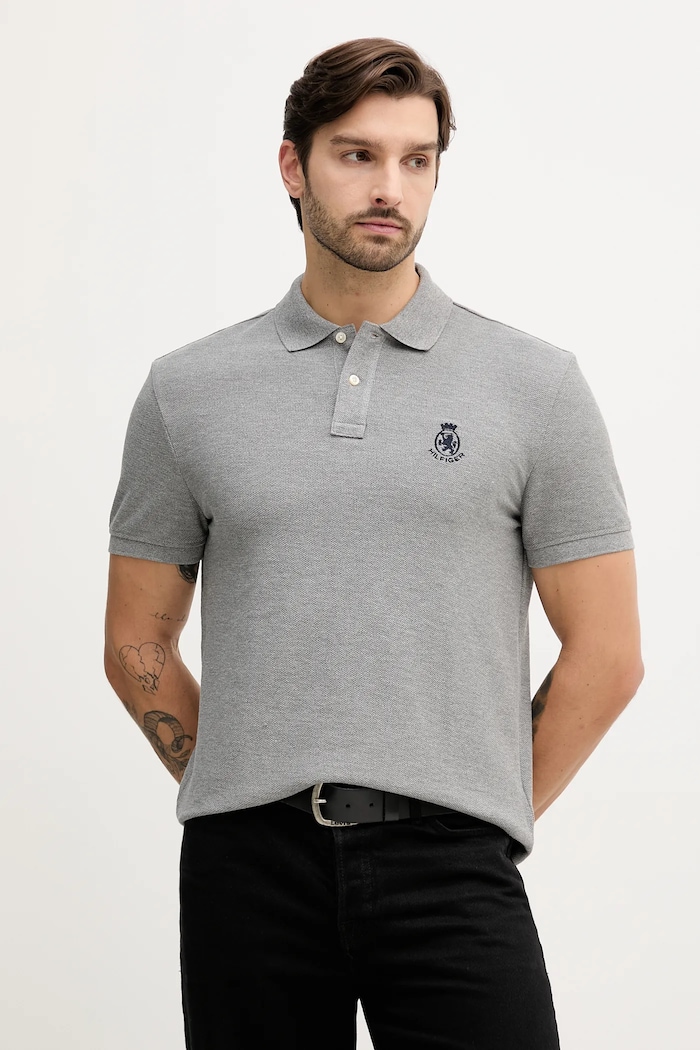 Polo tričko Tommy Hilfiger jednofarebný sivá MW0MW40820