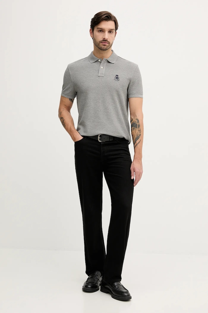 Polo tričko Tommy Hilfiger MW0MW40820 sivá AW25