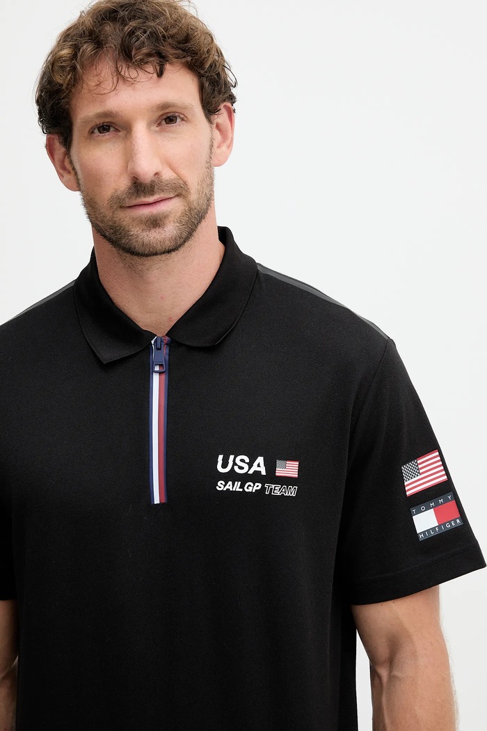 Polo tričko Tommy Hilfiger x SAIL GP černá MW0MW41415