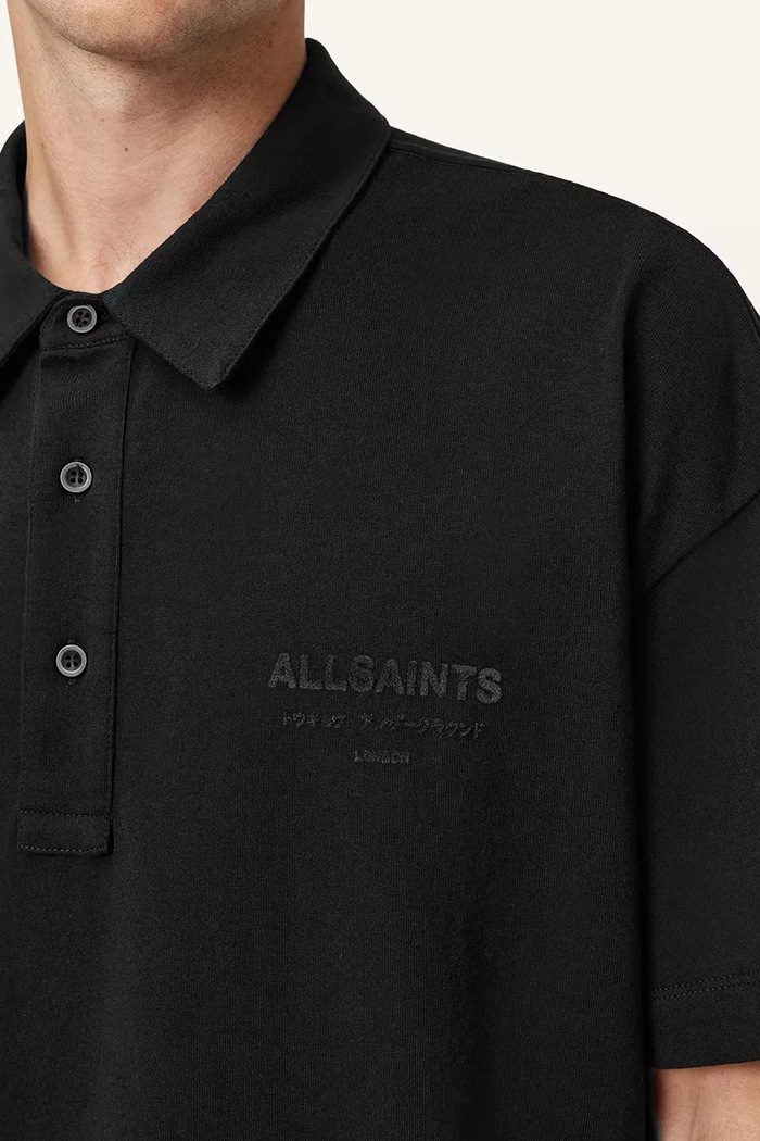 Îmbrăcăminte AllSaints polo de bumbac XANDER M071PC negru