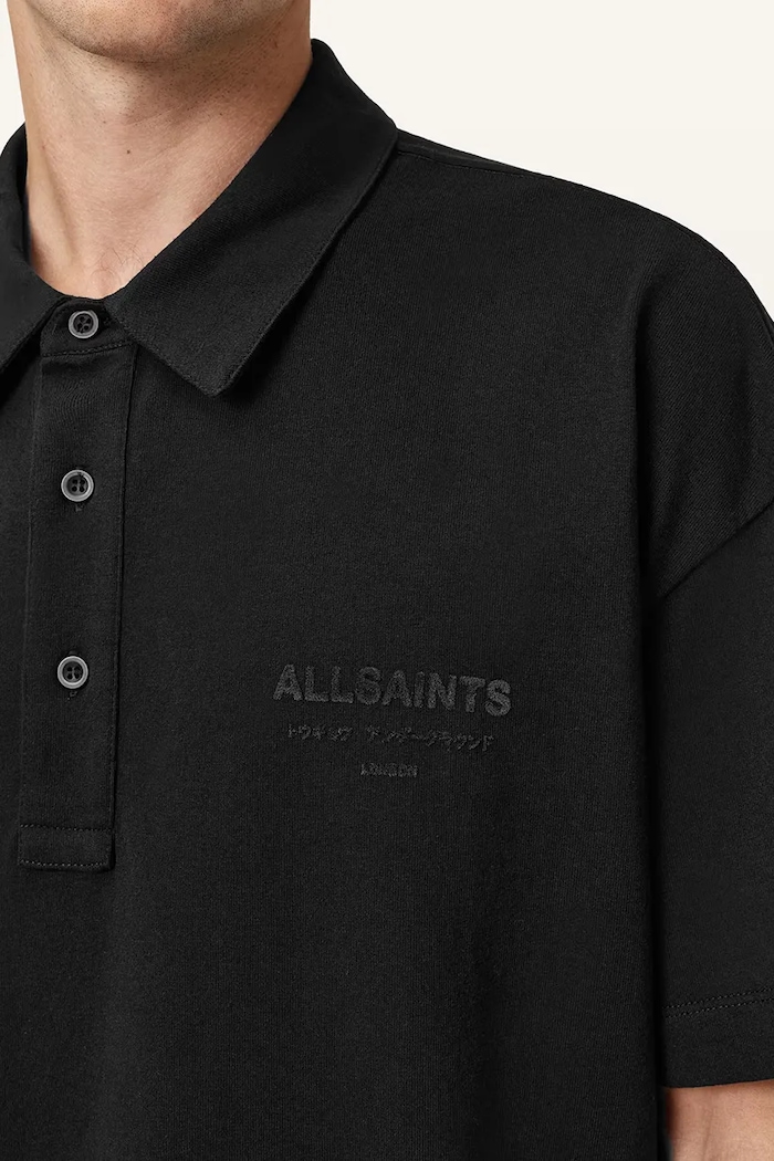 Îmbrăcăminte AllSaints polo de bumbac XANDER M071PC negru