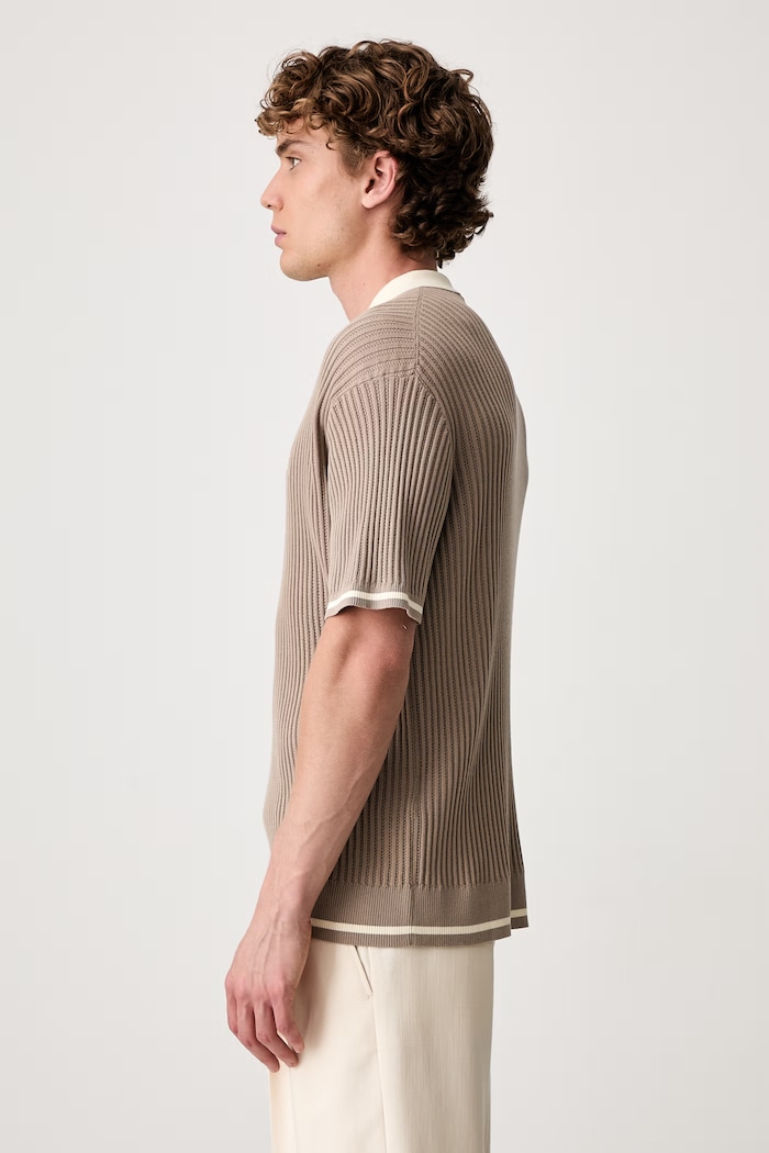 Bavlněné polo tričko Filling Pieces Fine Knit Polo 422570500127 béžová AW25