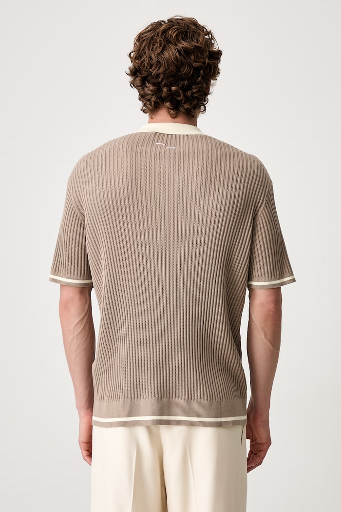 Oblečení Bavlněné polo tričko Filling Pieces Fine Knit Polo 422570500127 béžová
