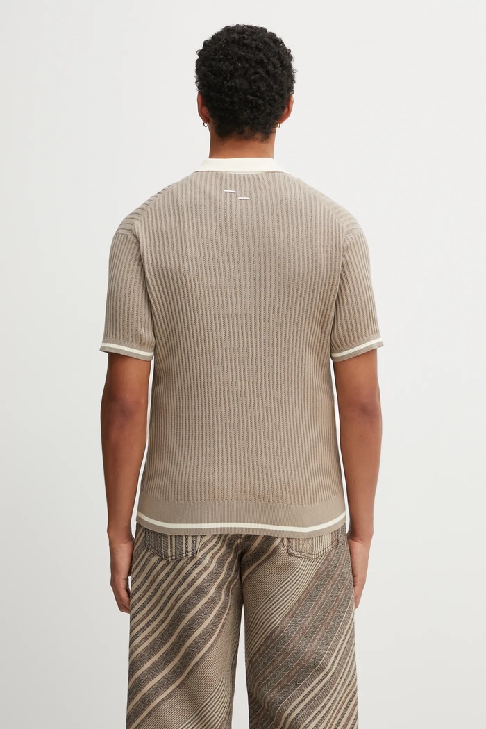 Ρούχα Βαμβακερό μπλουζάκι πόλο Filling Pieces Fine Knit Polo 422570500127 μπεζ
