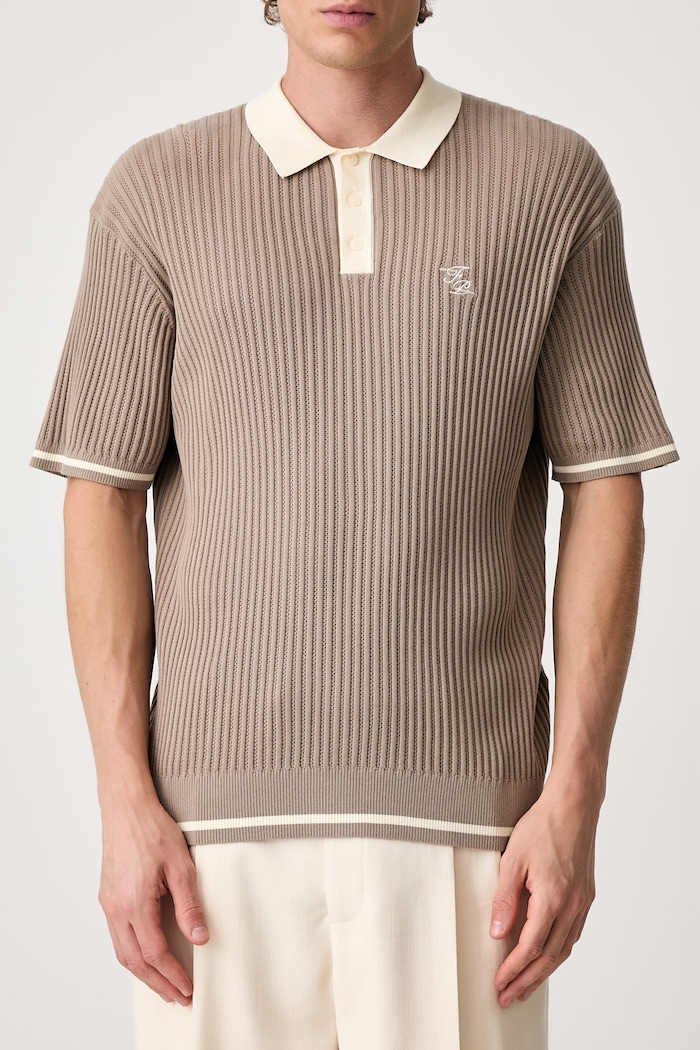 Bavlněné polo tričko Filling Pieces Fine Knit Polo béžová 422570500127