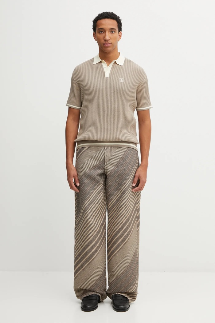 Βαμβακερό μπλουζάκι πόλο Filling Pieces Fine Knit Polo 422570500127 μπεζ
