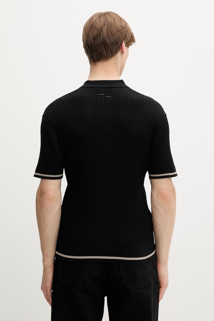 Дрехи Памучна тениска с яка Filling Pieces Fine Knit Polo 422570500127 черен