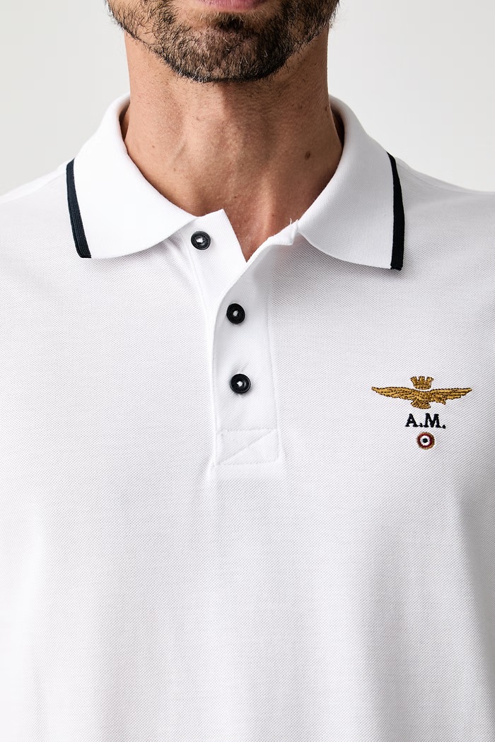 Aeronautica Militare polo męskie bawełniane PO1308UP00082 biały