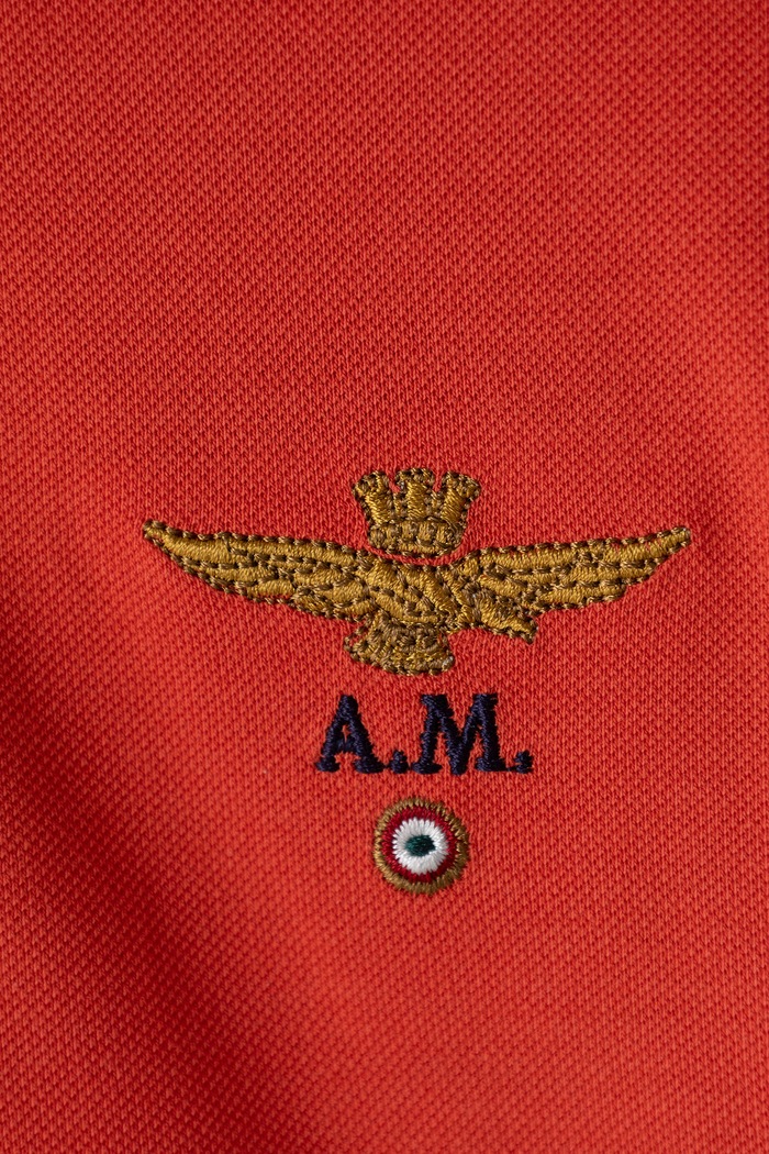 Odzież Aeronautica Militare Polo męskie bawełniane PO1308UP00082 pomarańczowy