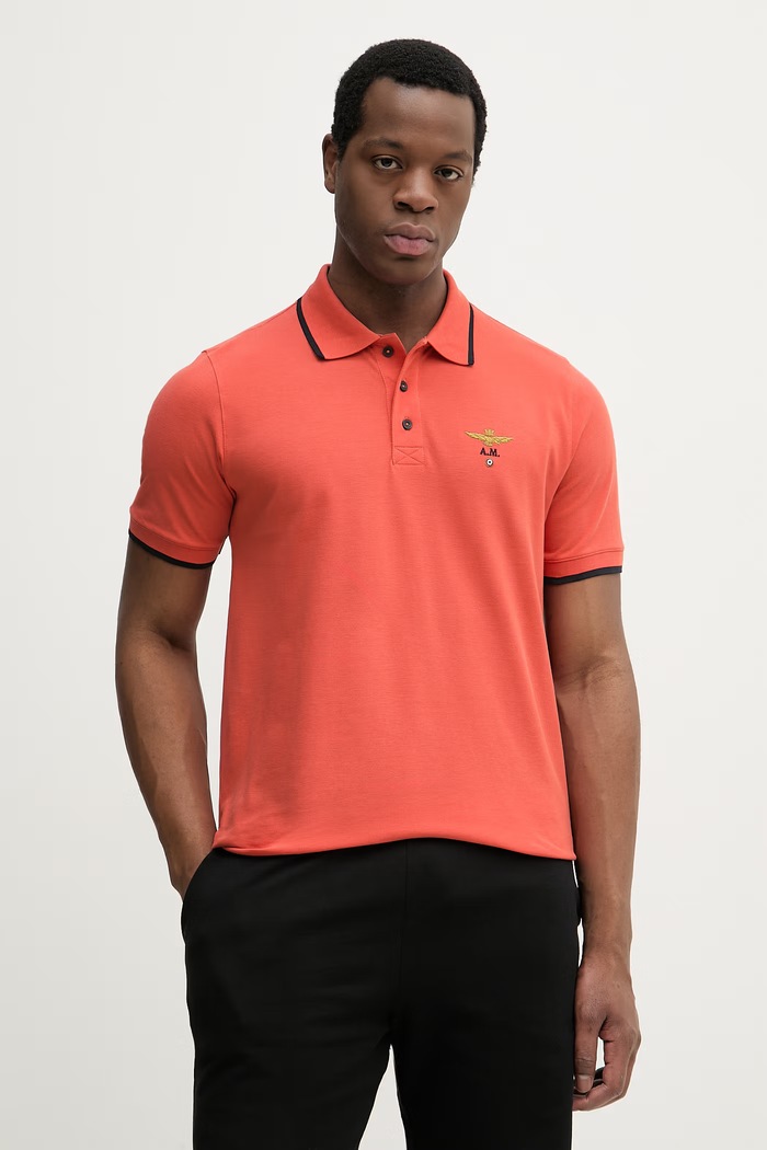 Aeronautica Militare Polo bărbați din bumbac rosu PO1308UP00082