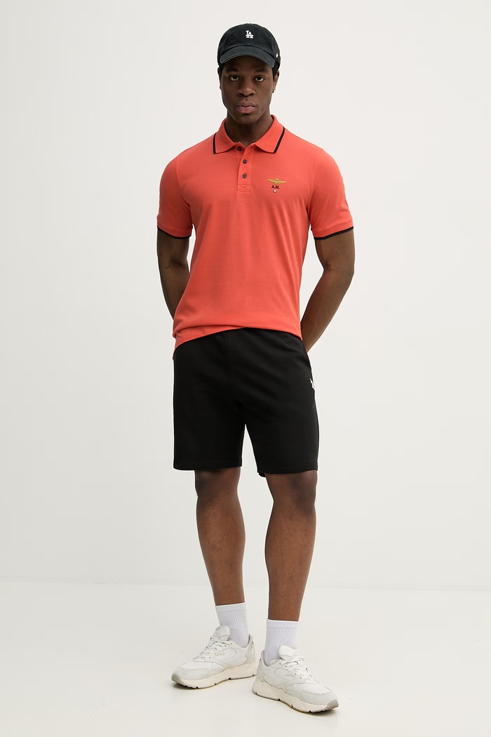Aeronautica Militare Polo bărbați din bumbac PO1308UP00082 rosu SS26