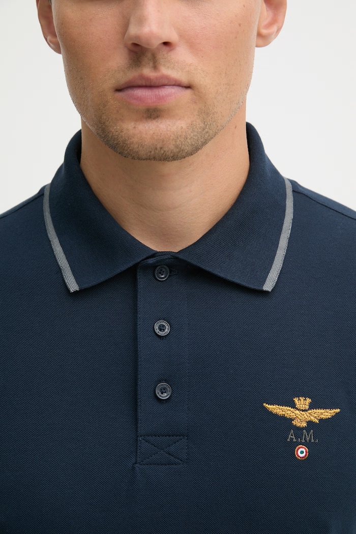 Aeronautica Militare polo męskie bawełniane PO1308UP00082 granatowy