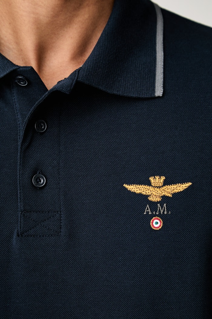Aeronautica Militare polo męskie bawełniane PO1308UP00082 granatowy