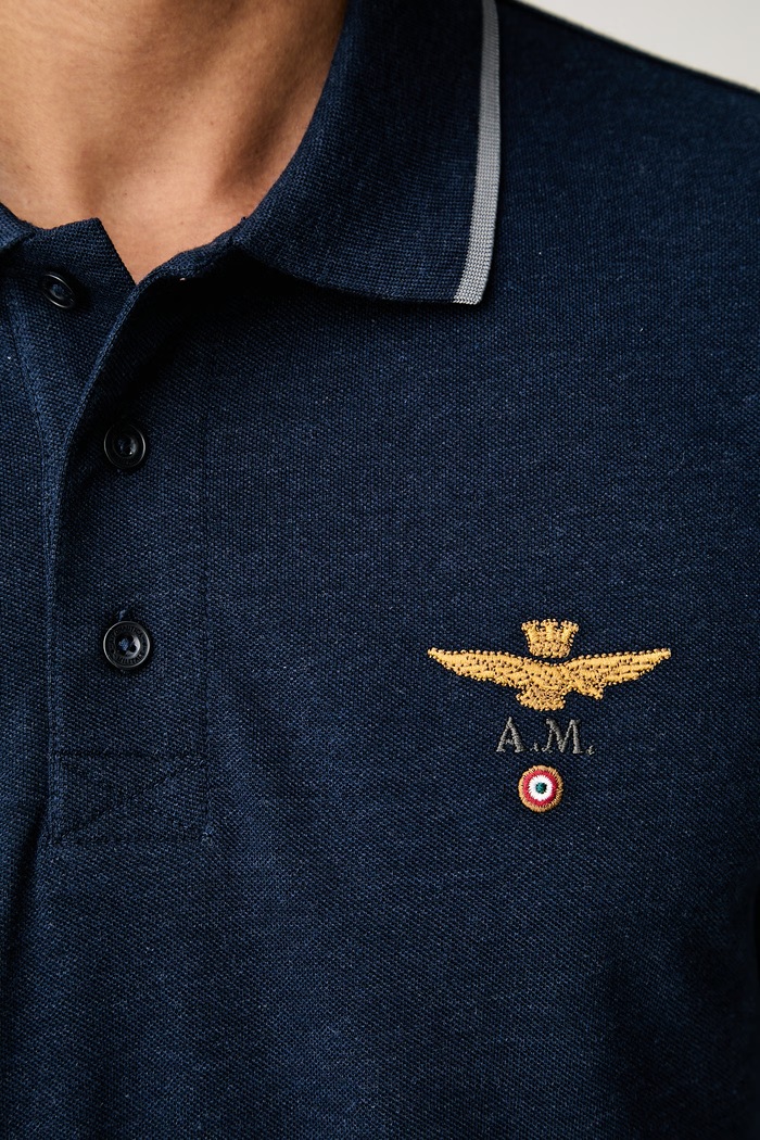Aeronautica Militare polo męskie bawełniane PO1308UP00082 granatowy