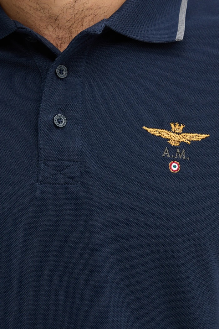 Aeronautica Militare polo męskie bawełniane PO1308UP00082 granatowy