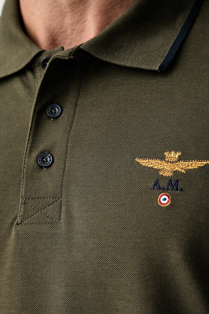 Aeronautica Militare polo męskie bawełniane PO1308UP00082 zielony