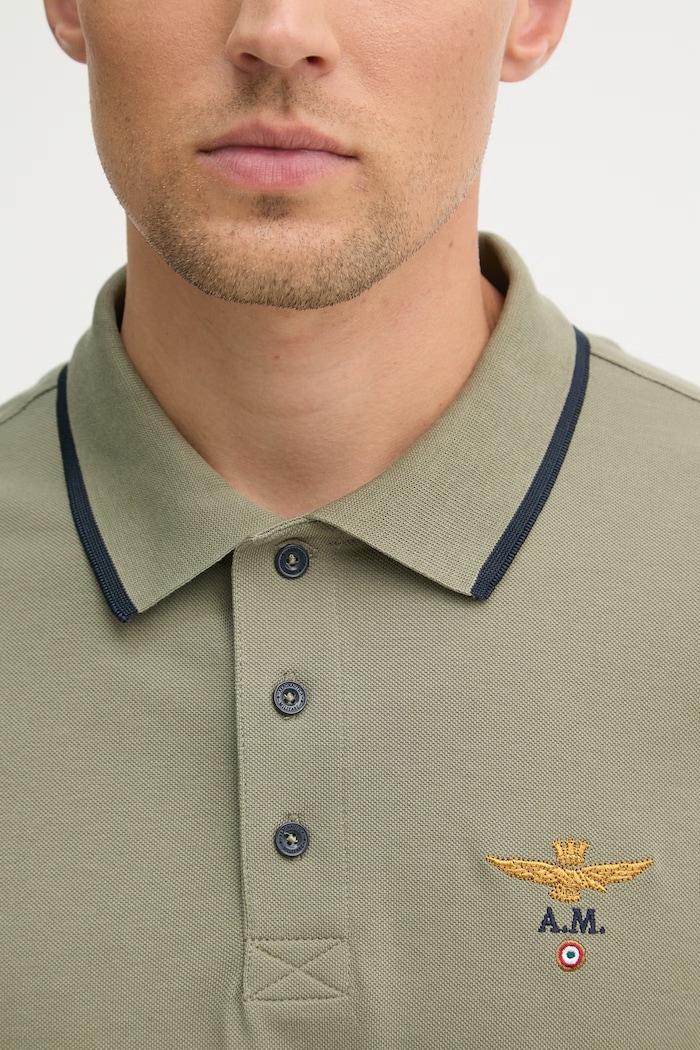 Aeronautica Militare polo męskie bawełniane PO1308UP00082 zielony