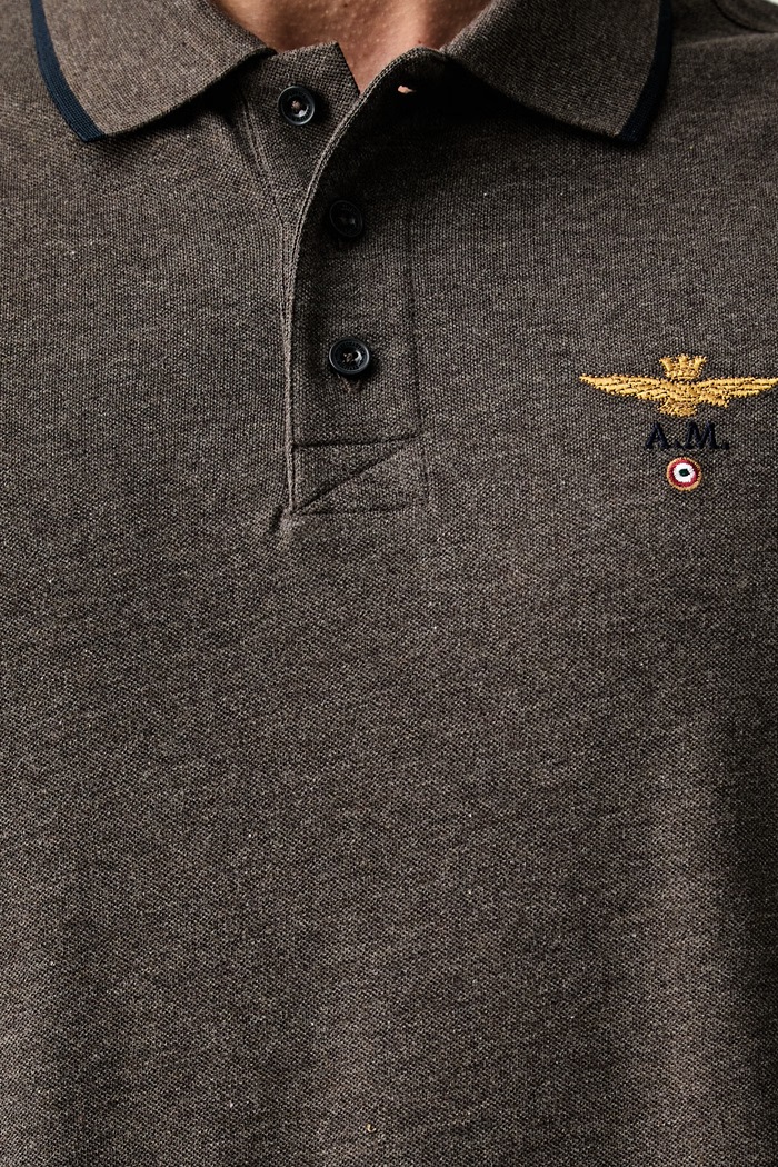 Aeronautica Militare polo męskie bawełniane PO1308UP00082 brązowy