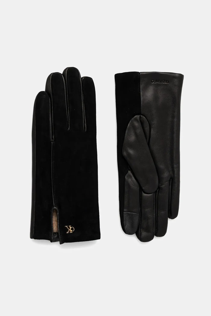 Calvin Klein Kožené rukavice Calvin Klein čierna LV04F9006G