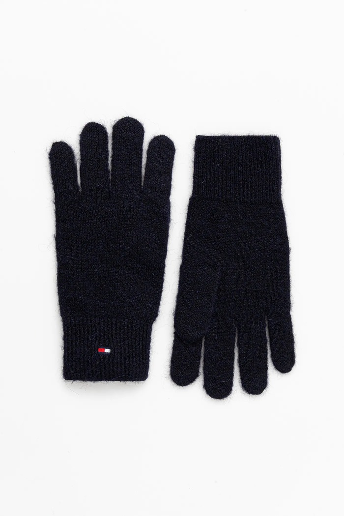 Vlněné rukavice Tommy Hilfiger Planet friendly námořnická modř AW0AW17797