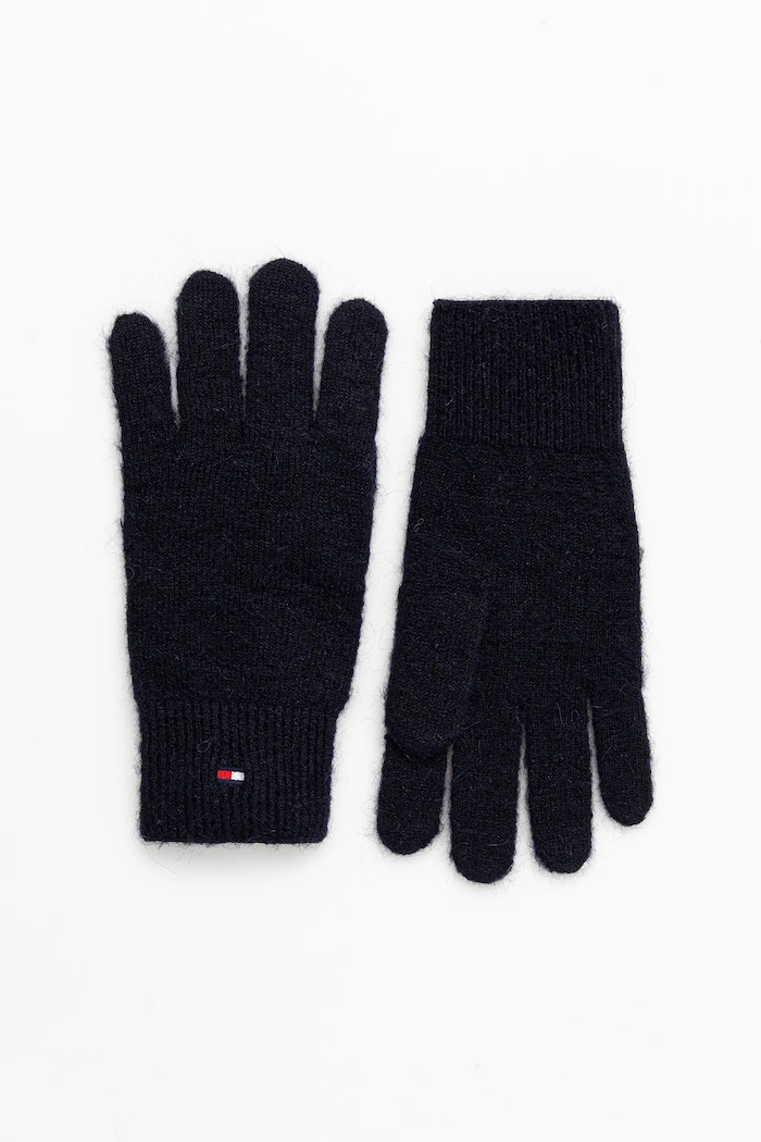 Vlněné rukavice Tommy Hilfiger Planet friendly námořnická modř AW0AW17797