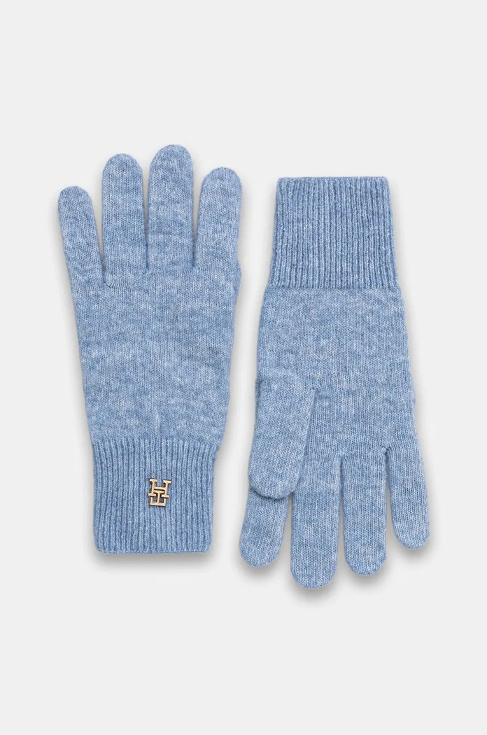 Vlněné rukavice Tommy Hilfiger směs modrá AW0AW17798