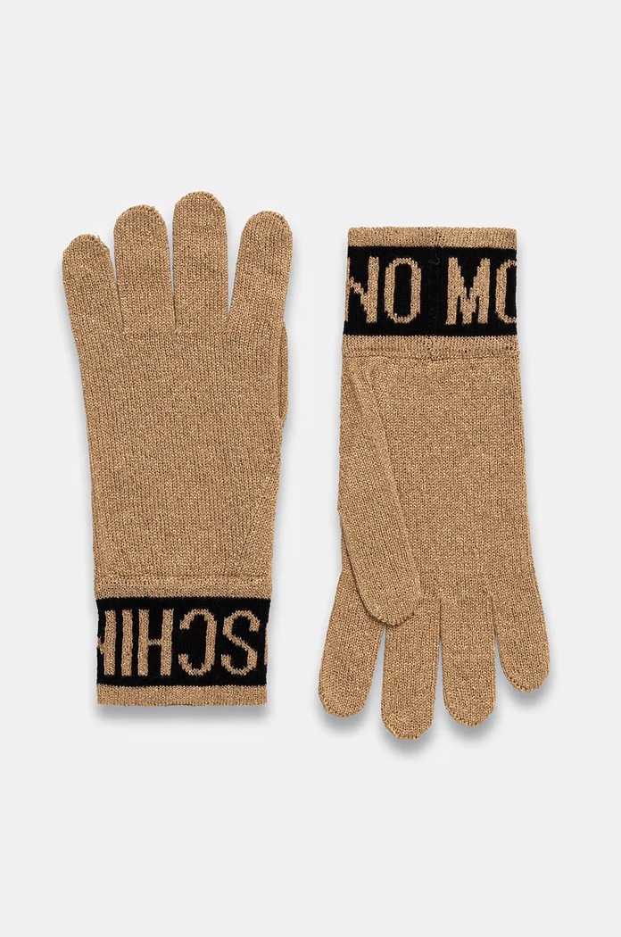 Moschino kesztyű gyapjú keverékből mintás arany M3166.65422