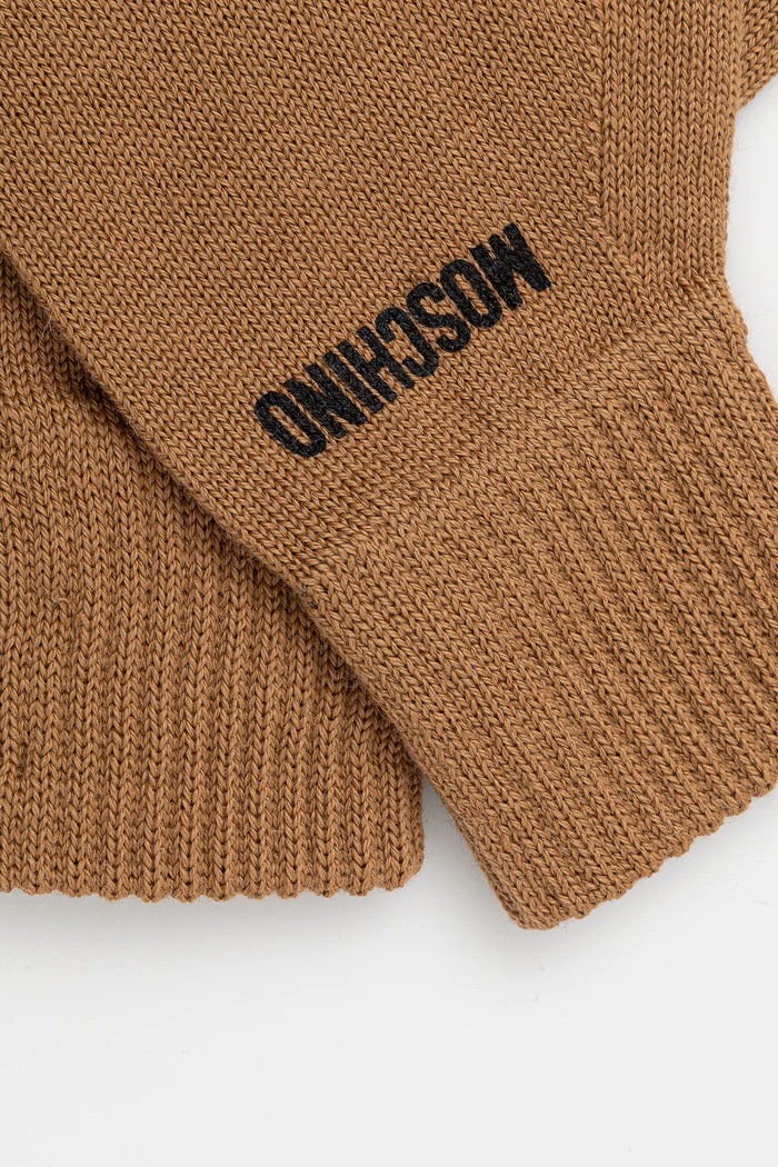 Rukavice s prímesou vlny Moschino M3326.65444 hnedá AW25