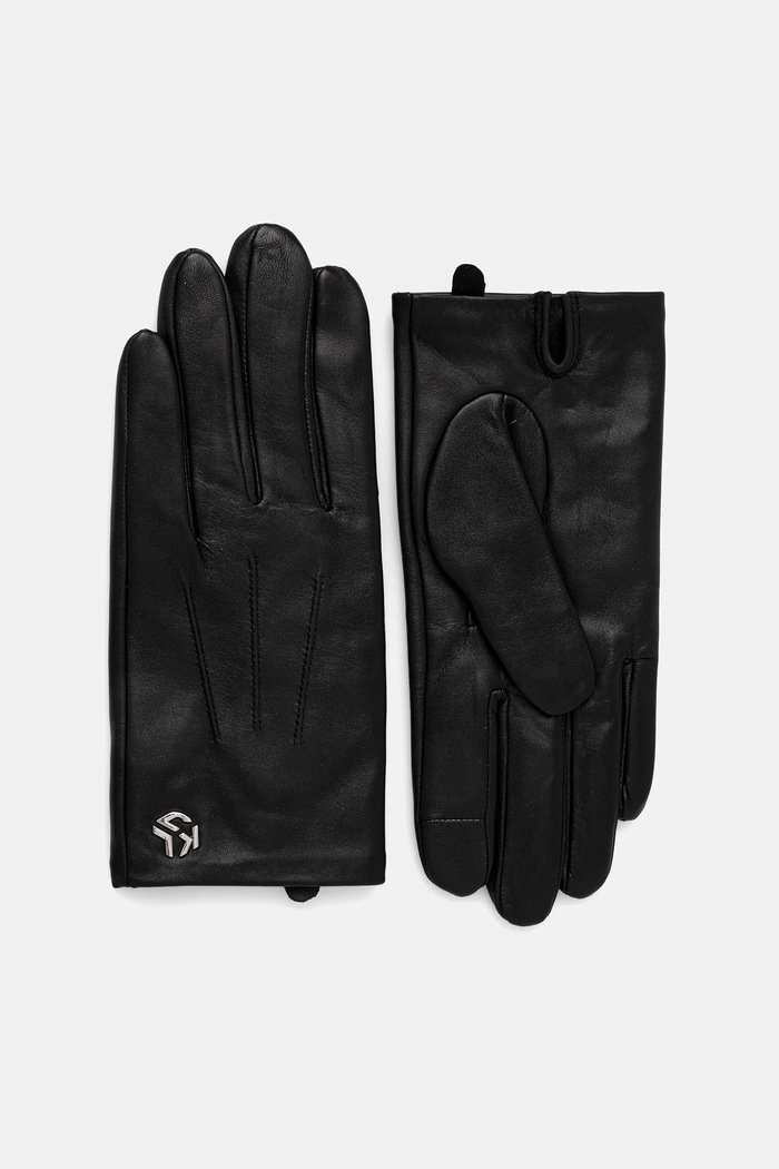 Karl Lagerfeld Jeans rękawiczki skórzane skóra licowa czarny A4W33092