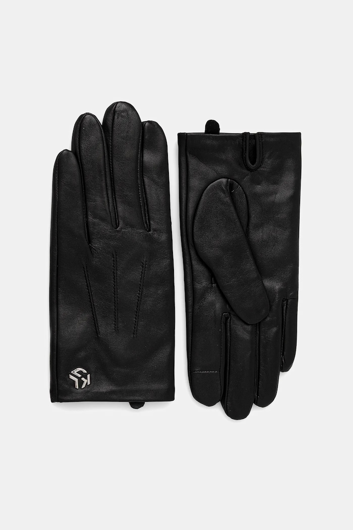 Karl Lagerfeld Jeans rękawiczki skórzane skóra licowa czarny A4W33092