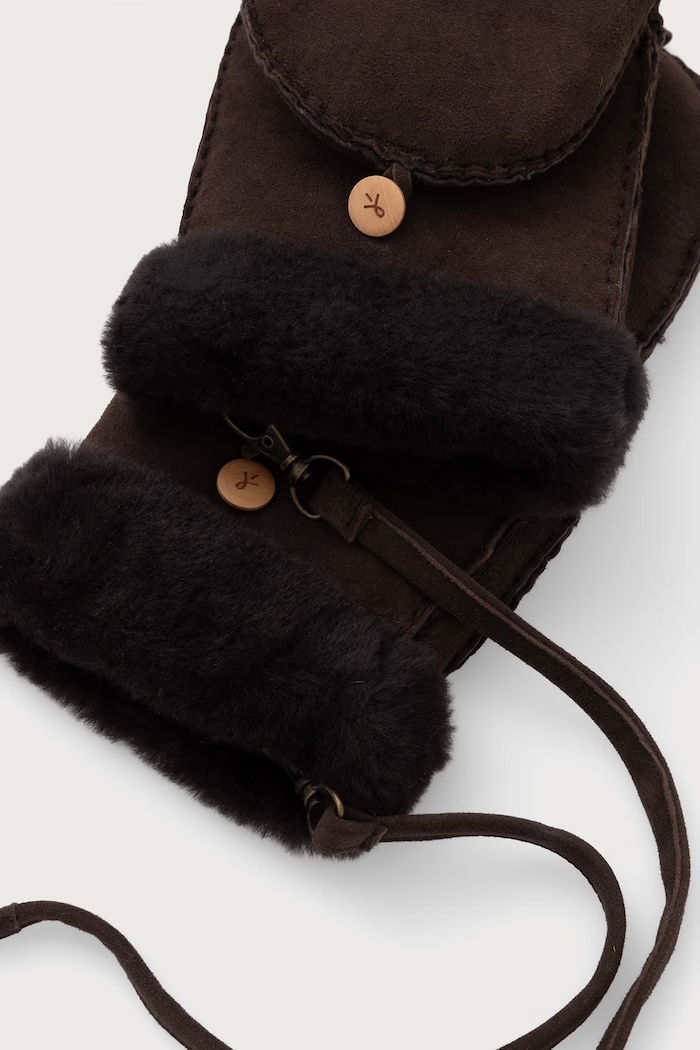 Emu Australia Rękawiczki damskie zamszowe W7019 brązowy AW25