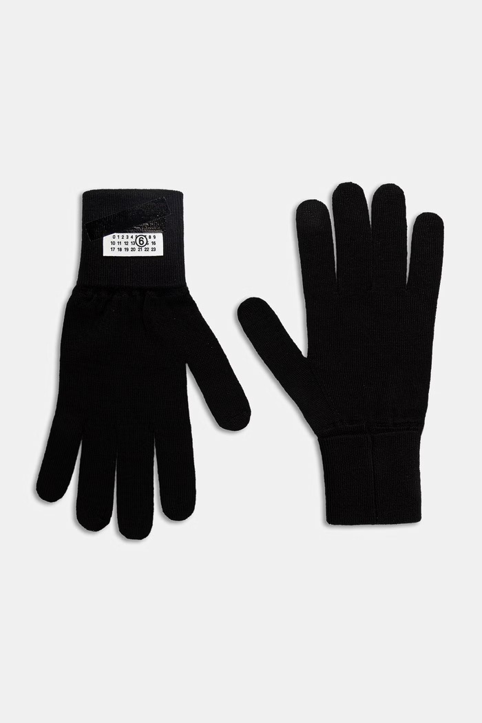 Перчатки с добавлением шерсти MM6 Maison Margiela гладкий чёрный SH2TS0002.M13199.900S
