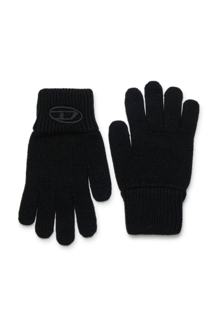 Detské rukavice s prímesou vlny Diesel NUTTI GLOVE nášivka čierna J02394