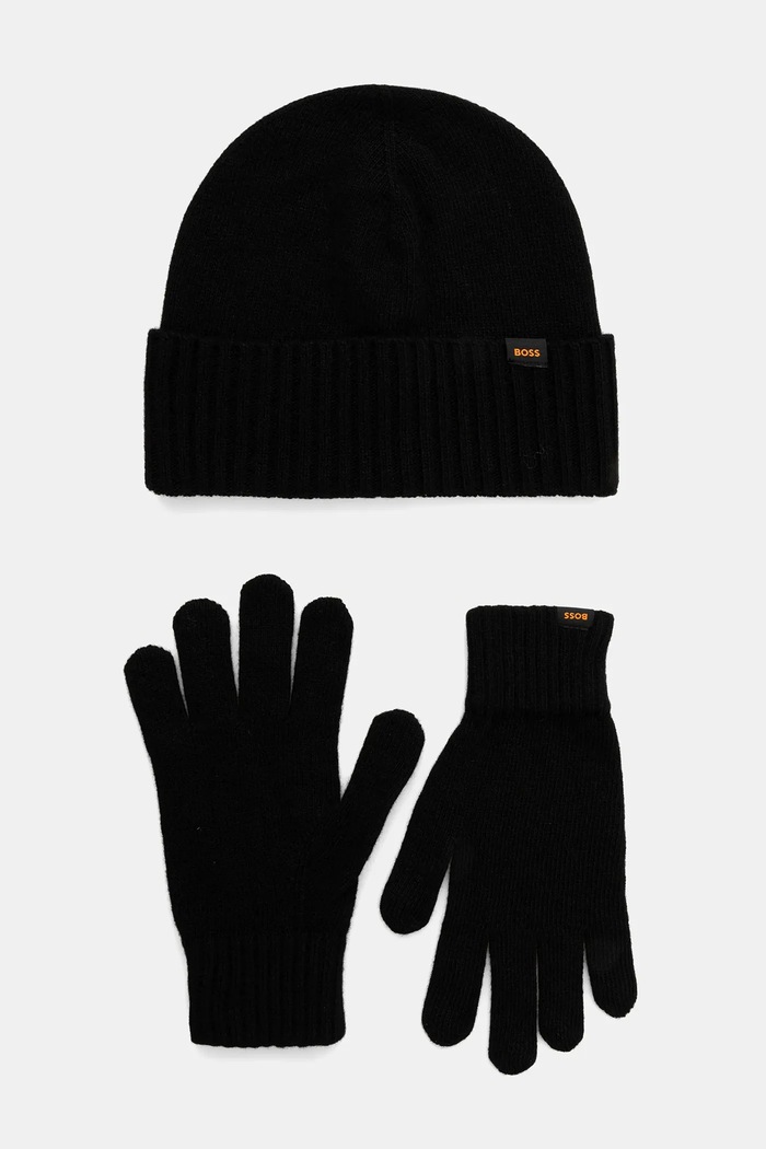 BOSS Orange Kapa i rukavice s dodatkom vune BOSS Orange 2-pack Kalipso_SET crna 50551225