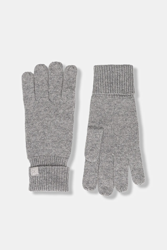 Kašmírové rukavice Calvin Klein vlna sivá LV14D8016G