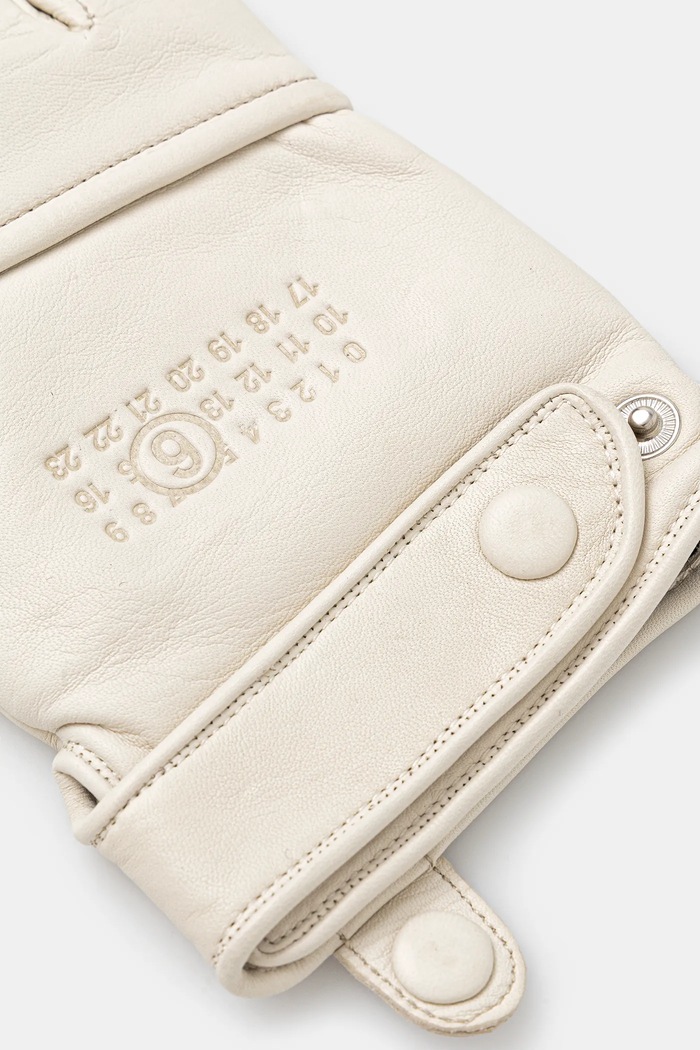MM6 Maison Margiela x Agnelle rękawiczki skórzane SH2TS0003.M07014.101 beżowy AW25