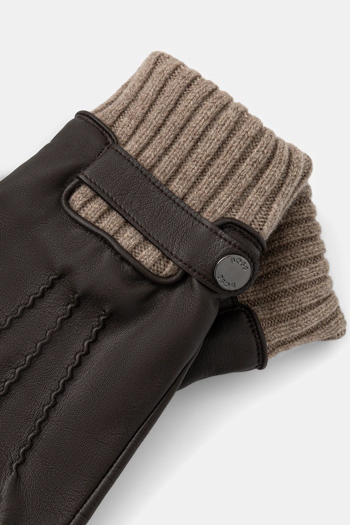 BOSS rękawiczki skórzane Hyden-R 50548796 brązowy AW25