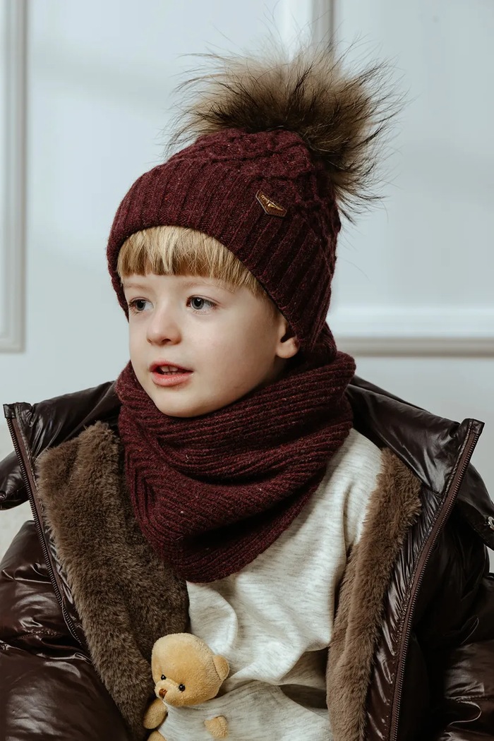 Chlapec Jamiks Detský vlnený šál Jamiks THEO THEO.Komin.JZI232.B burgundské