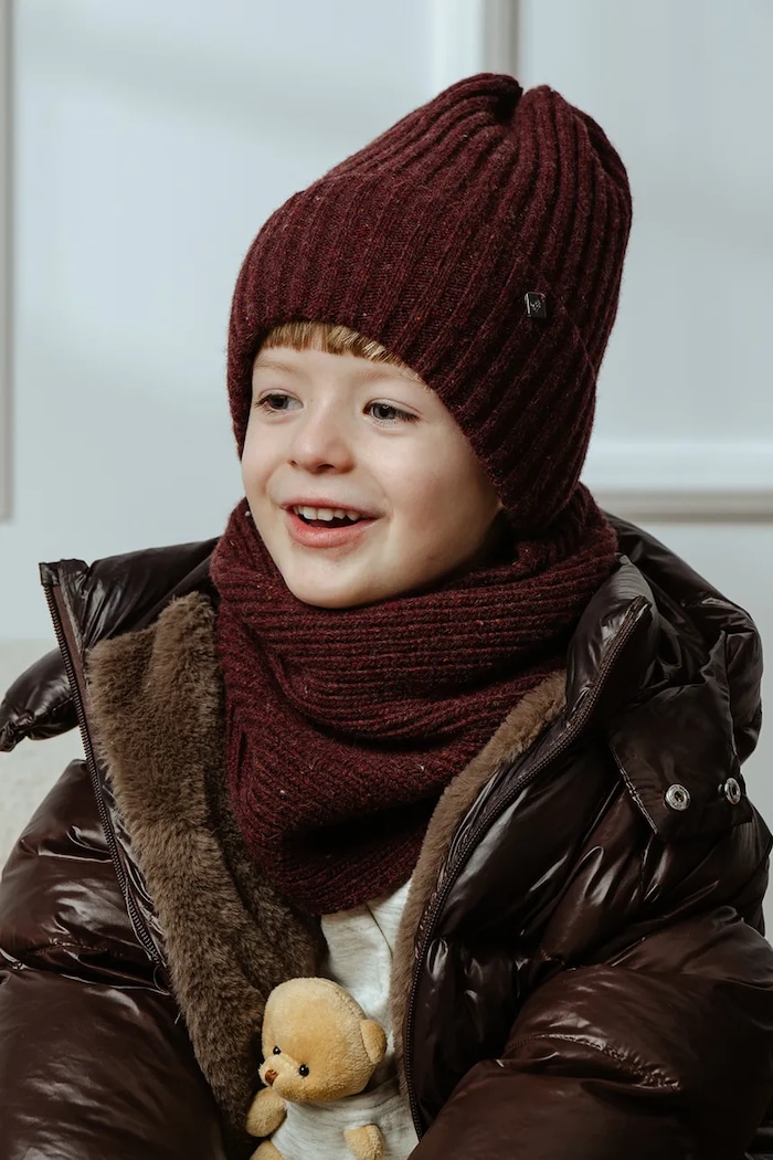 Detský vlnený šál Jamiks THEO Jamiks burgundské THEO.Komin.JZI232.B
