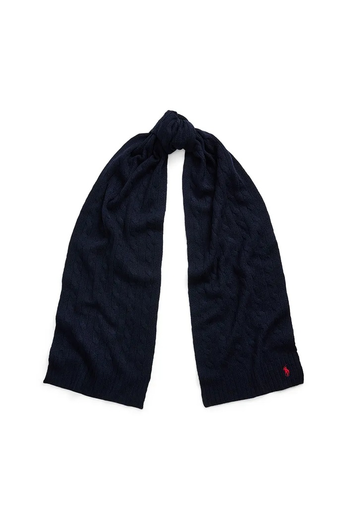 Vlněná šála Polo Ralph Lauren pletenina námořnická modř 455956296