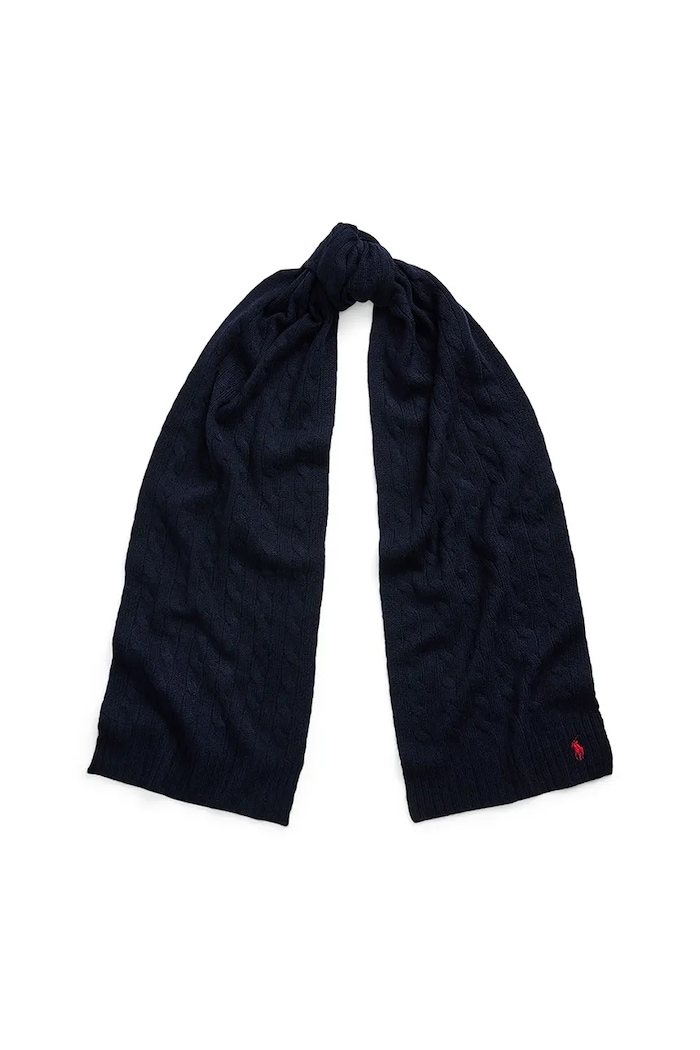 Vlněná šála Polo Ralph Lauren pletenina námořnická modř 455956296