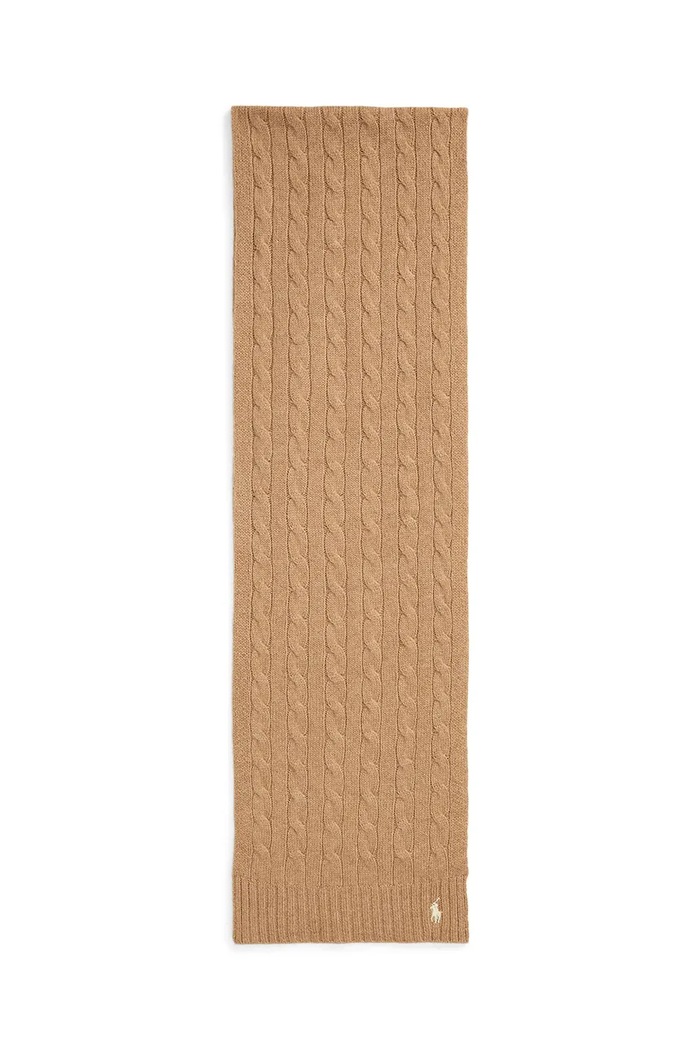 Polo Ralph Lauren szalik wełniany 455956296 beżowy AW25