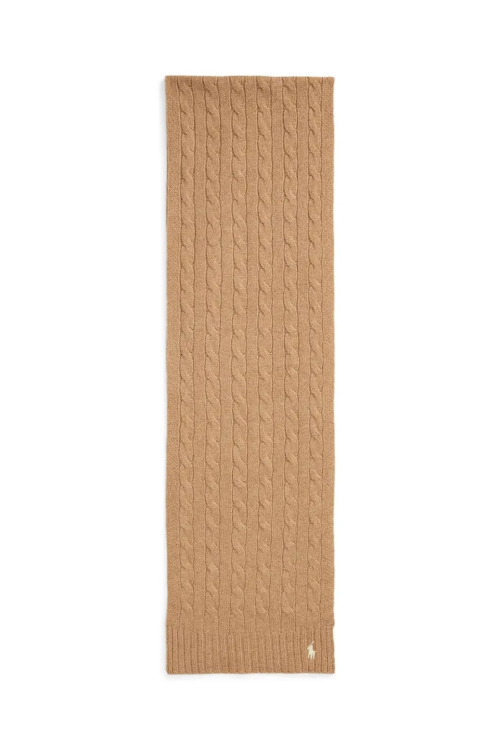 Polo Ralph Lauren szalik wełniany 455956296 beżowy AW25