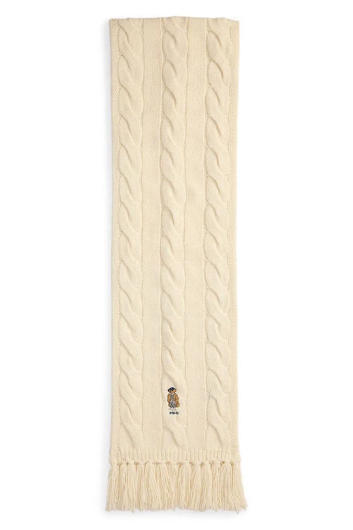 Polo Ralph Lauren eșarfă de lână tricotaj bej 455981434